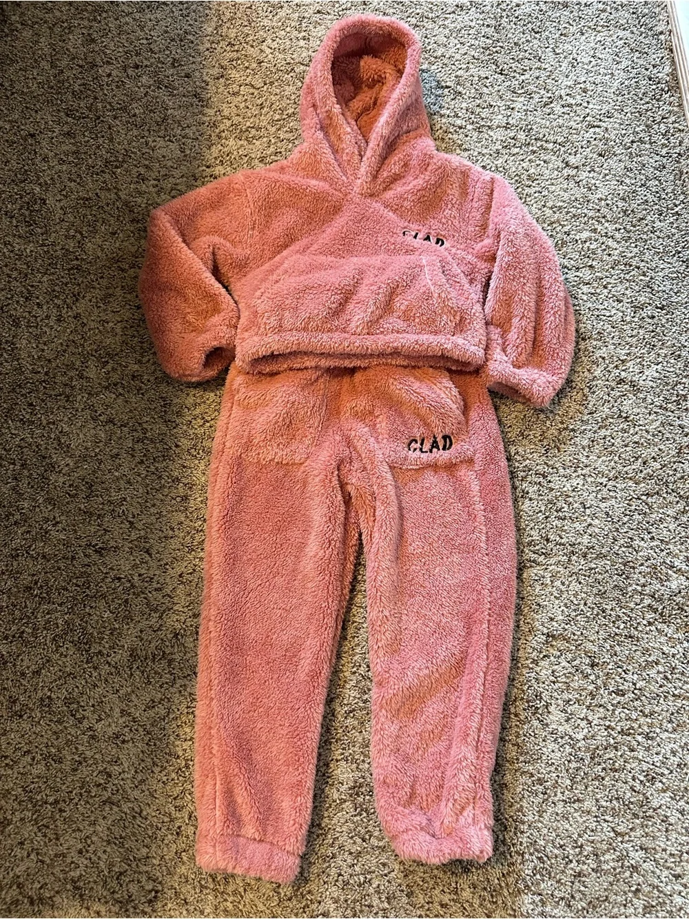 Glad Plush Pink Kids Hoodie & Jogger Pajama Set